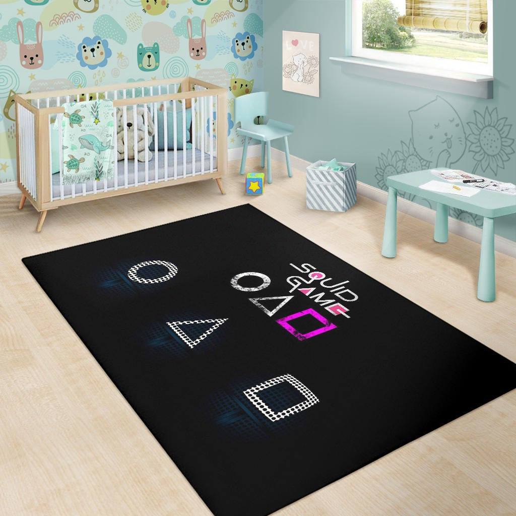 Squid Game Movie Area Rug Round Square Triangle Symbol Dot Style Rugs Home Decor
