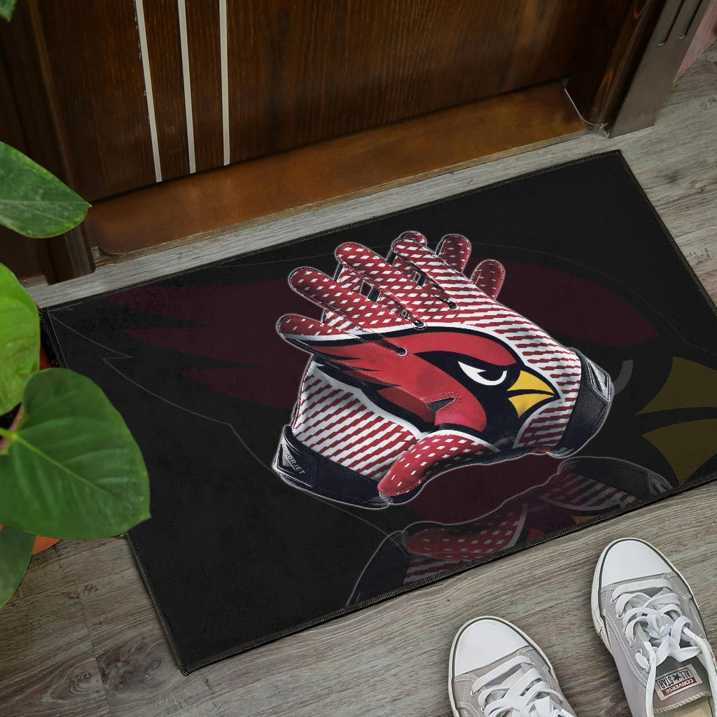 American Football Team Door Mat - Arizona Cardinals Head Artwork On Gloves Door Mat Home Decor