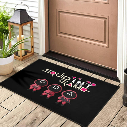 Squid Game Movie Door Mat Funny Fat Chibi Squid Worker Round Square Triangle Umbrella Balloon Door Mat Home Decor
