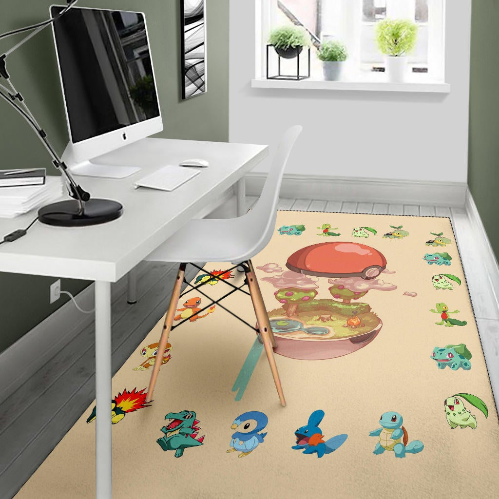 Pokemon Anime Area Rug Pokeball Opening Chibi Tiny Pokemon World Rugs Home Decor
