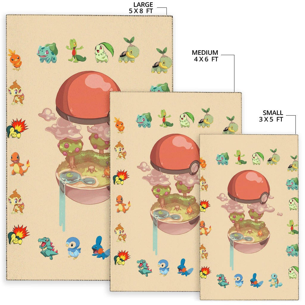 Pokemon Anime Area Rug Pokeball Opening Chibi Tiny Pokemon World Rugs Home Decor