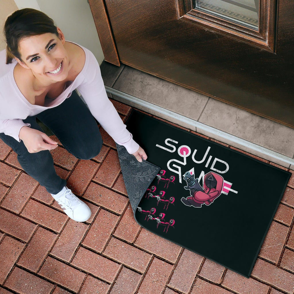 Squid Game Movie Door Mat Three Squid Workers Round Square Triangle Attack Door Mat Home Decor