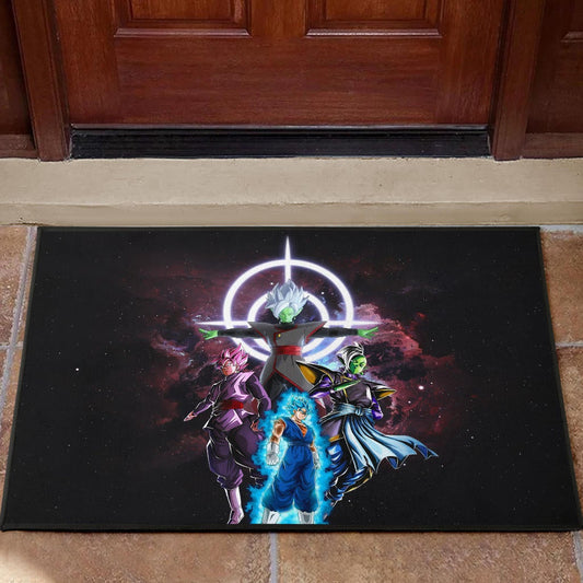 Dragon Ball Anime Door Mat - DB Goku Vs Villains Black Goku Fusao Zamasu Door Mat Home Decor