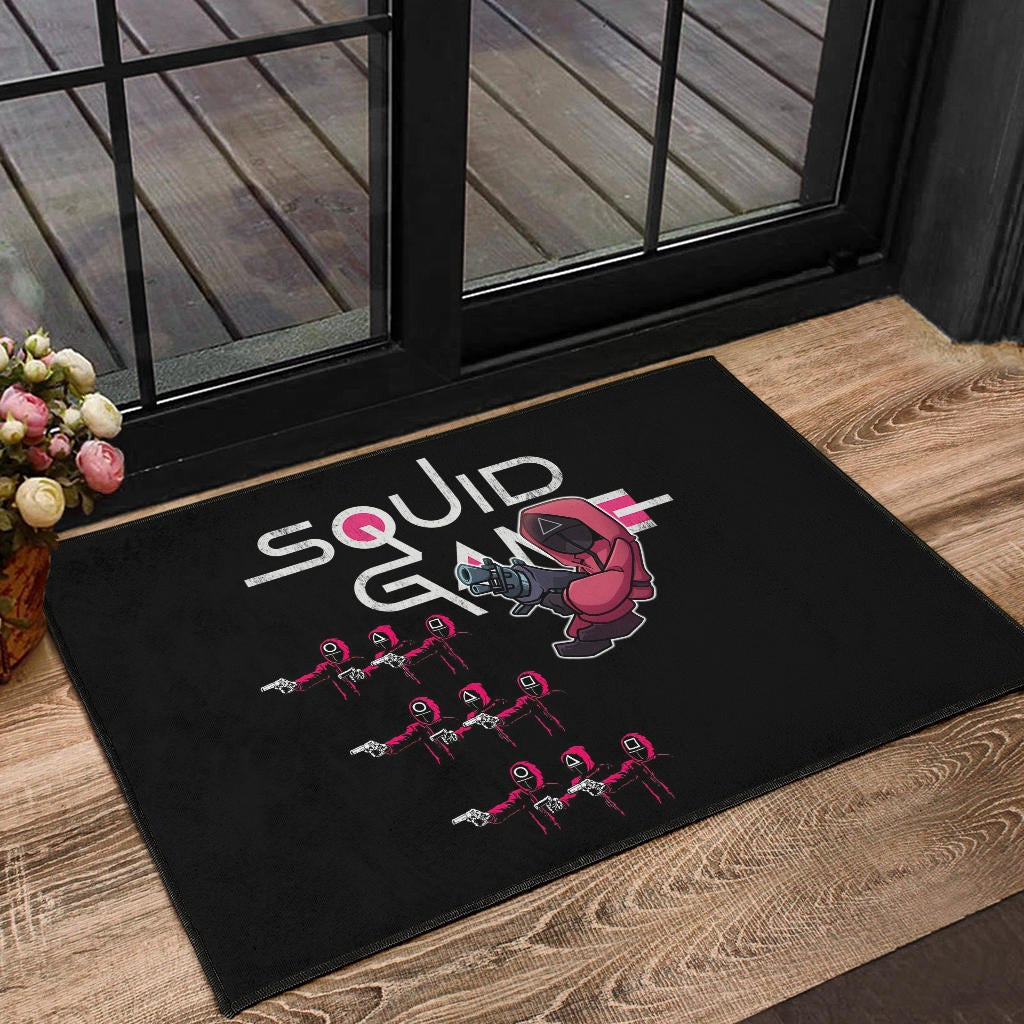 Squid Game Movie Door Mat Three Squid Workers Round Square Triangle Attack Door Mat Home Decor