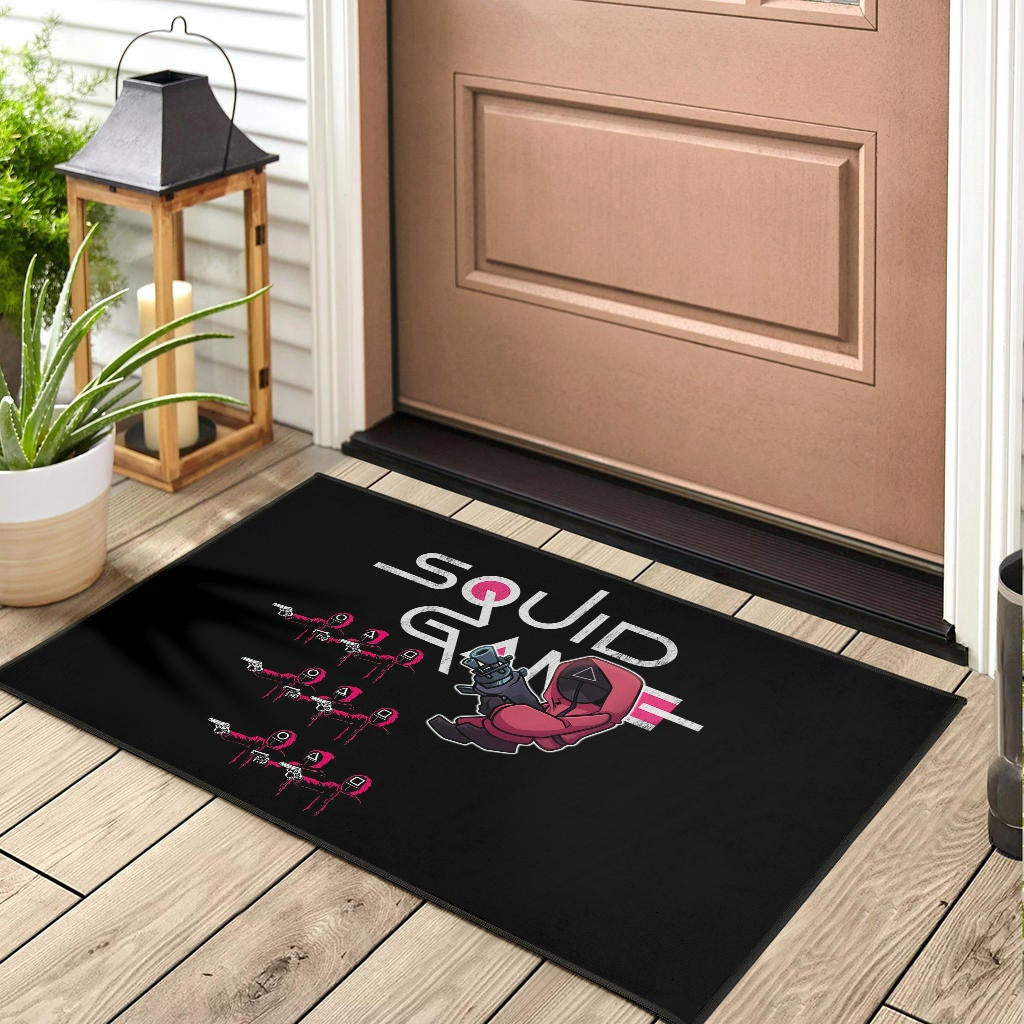 Squid Game Movie Door Mat Three Squid Workers Round Square Triangle Attack Door Mat Home Decor