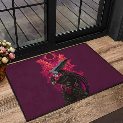 Berserk Anime Door Mat - Guts Sword Dark Black Sun Red Cloud Door Mat Home Decor