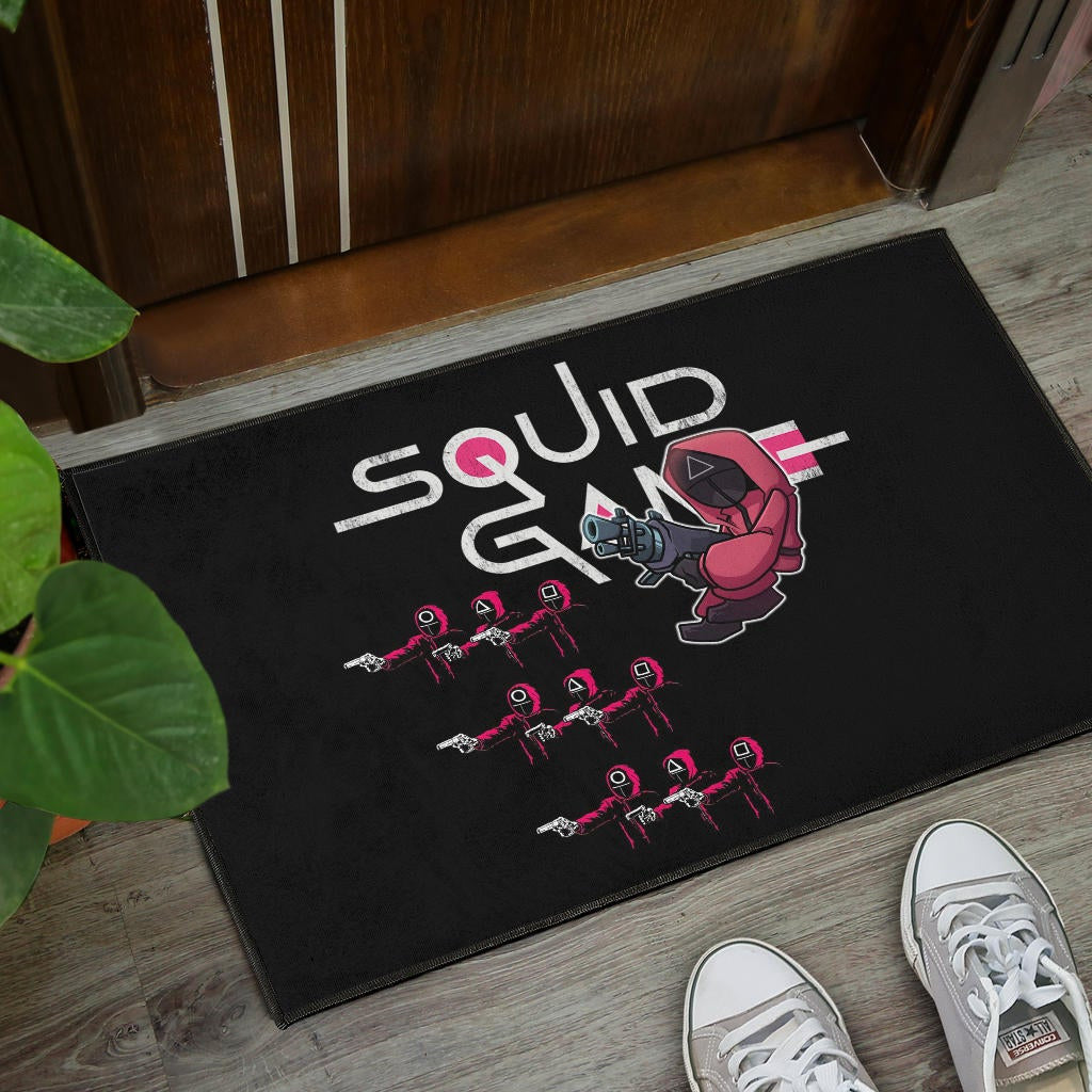 Squid Game Movie Door Mat Three Squid Workers Round Square Triangle Attack Door Mat Home Decor