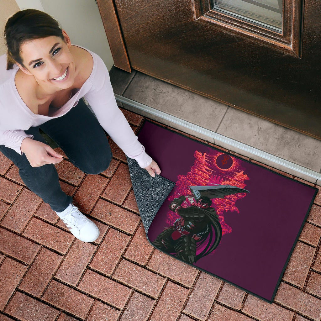 Berserk Anime Door Mat - Guts Sword Dark Black Sun Red Cloud Door Mat Home Decor