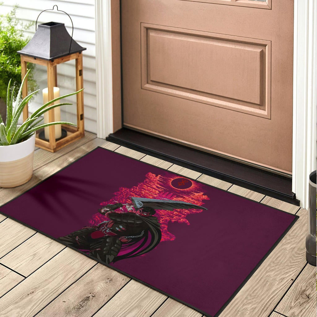 Berserk Anime Door Mat - Guts Sword Dark Black Sun Red Cloud Door Mat Home Decor