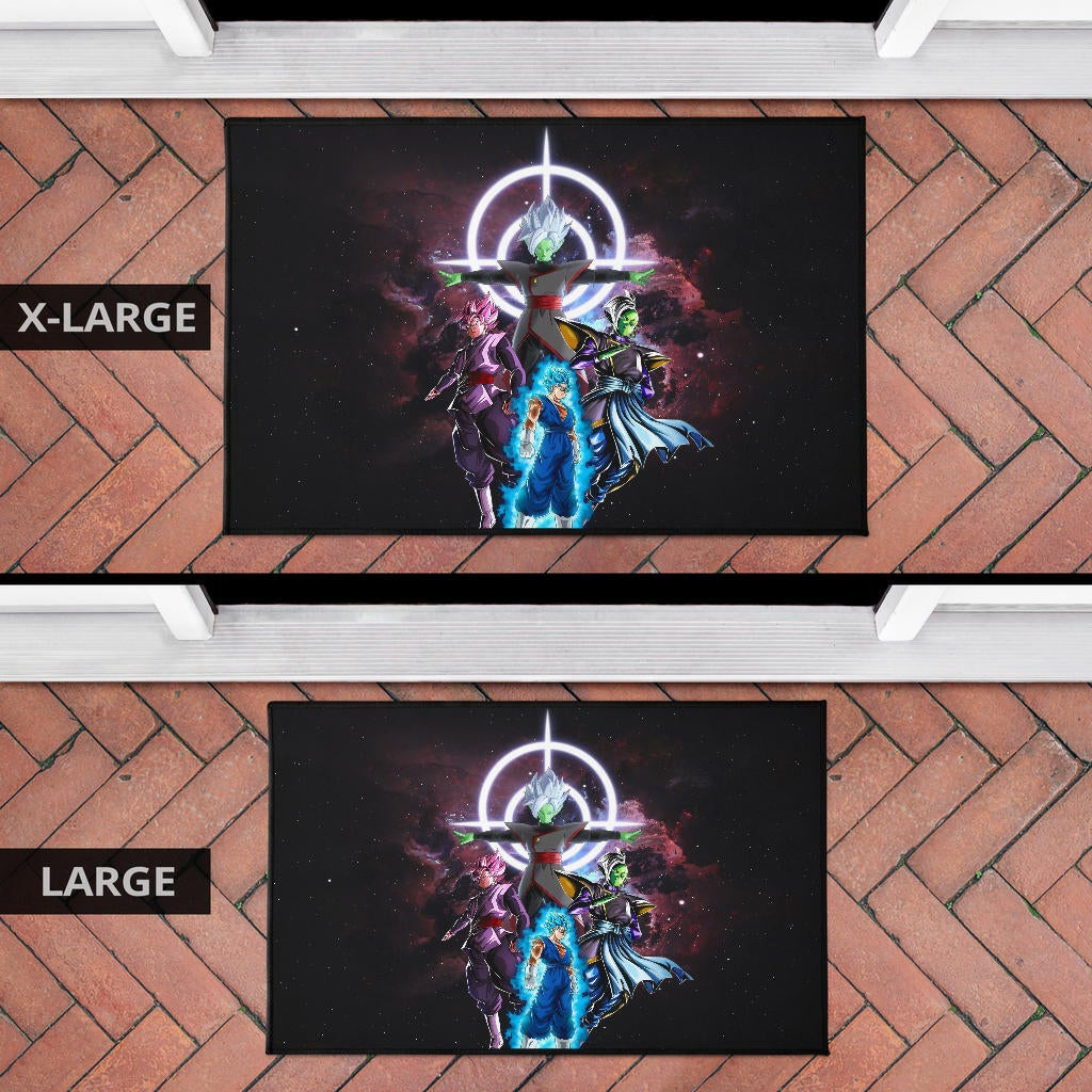 Dragon Ball Anime Door Mat - DB Goku Vs Villains Black Goku Fusao Zamasu Door Mat Home Decor