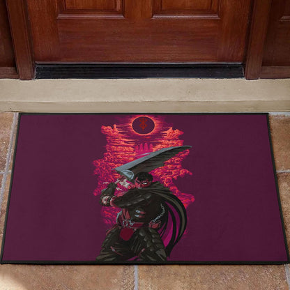 Berserk Anime Door Mat - Guts Sword Dark Black Sun Red Cloud Door Mat Home Decor