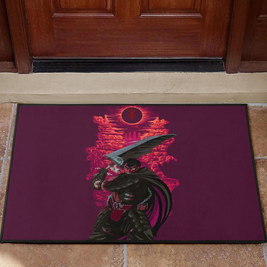 Berserk Anime Door Mat - Guts Sword Dark Black Sun Red Cloud Door Mat Home Decor