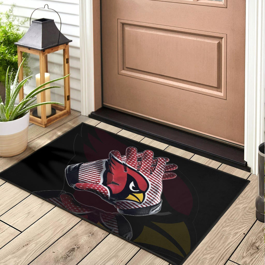 American Football Team Door Mat - Arizona Cardinals Head Artwork On Gloves Door Mat Home Decor