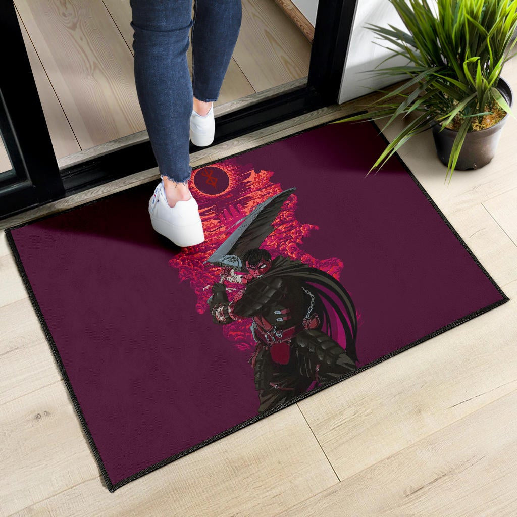 Berserk Anime Door Mat - Guts Sword Dark Black Sun Red Cloud Door Mat Home Decor