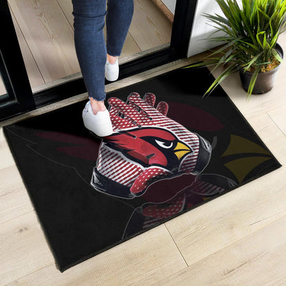 American Football Team Door Mat - Arizona Cardinals Head Artwork On Gloves Door Mat Home Decor