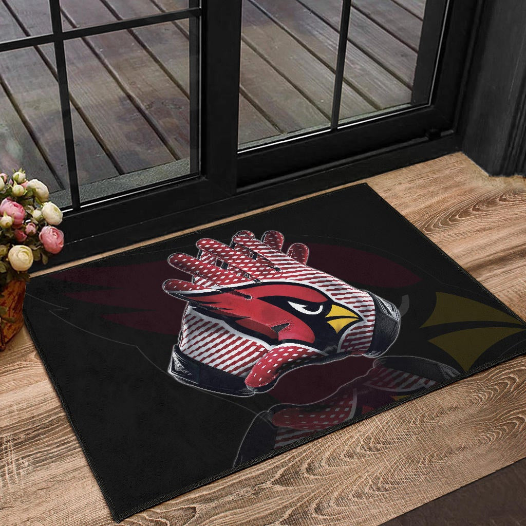 American Football Team Door Mat - Arizona Cardinals Head Artwork On Gloves Door Mat Home Decor