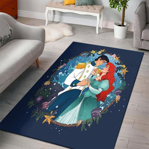 Disney Movies Rectangle Rug | Ariel Disney Princess Characters Living Room Cartoon Floor Carpet