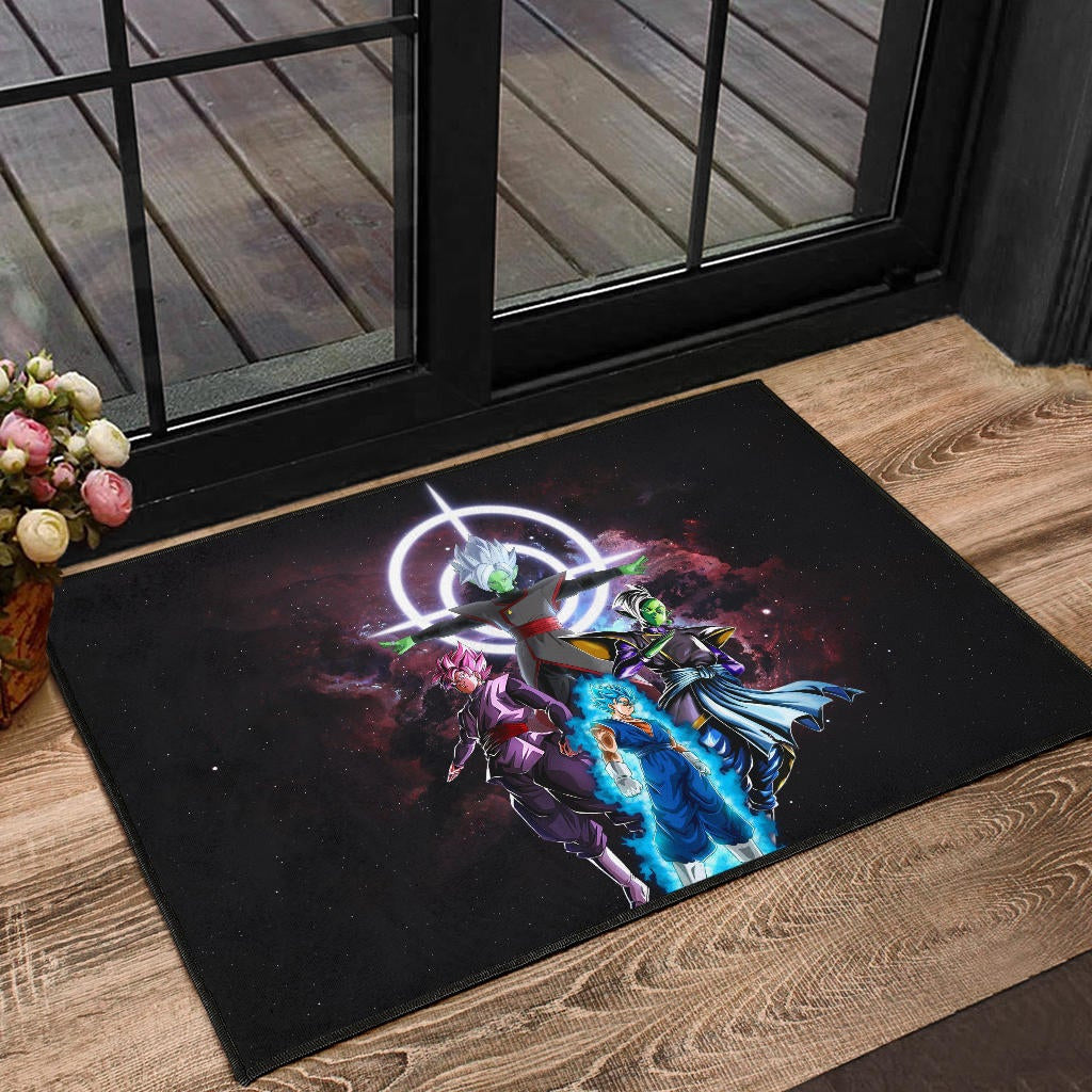 Dragon Ball Anime Door Mat - DB Goku Vs Villains Black Goku Fusao Zamasu Door Mat Home Decor
