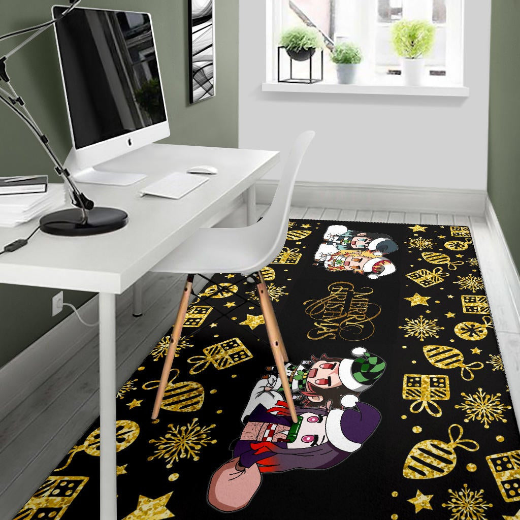 Demon Slayer Anime Area Rug - Tanjiro Nezuko Rengoku And Muichiro Xmas Gift Christmas Symbol Rugs Home Decor