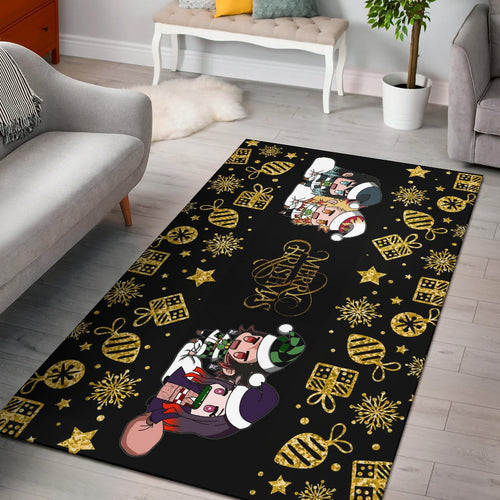 Demon Slayer Anime Area Rug - Tanjiro Nezuko Rengoku And Muichiro Xmas Gift Christmas Symbol Rugs Home Decor