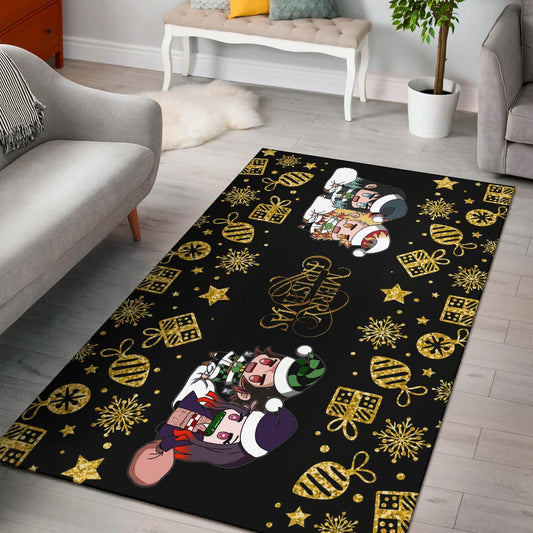 Demon Slayer Anime Area Rug - Tanjiro Nezuko Rengoku And Muichiro Xmas Gift Christmas Symbol Rugs Home Decor