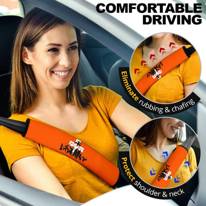 Fire Force Anime Seat Belt Covers Characters Silhouette Fighting Orange Yellow Text Belt Covers