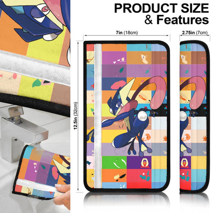Pokemon Anime Seat Belt Covers Greninja Frog On Colorful Minimal Pokemon Background Belt Covers