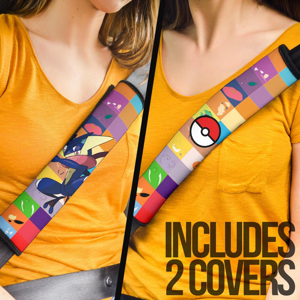 Pokemon Anime Seat Belt Covers Greninja Frog On Colorful Minimal Pokemon Background Belt Covers