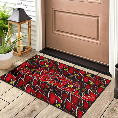 American Football Team Door Mat - Arizona Cardinals Bird Head Doodle Door Mat Home Decor