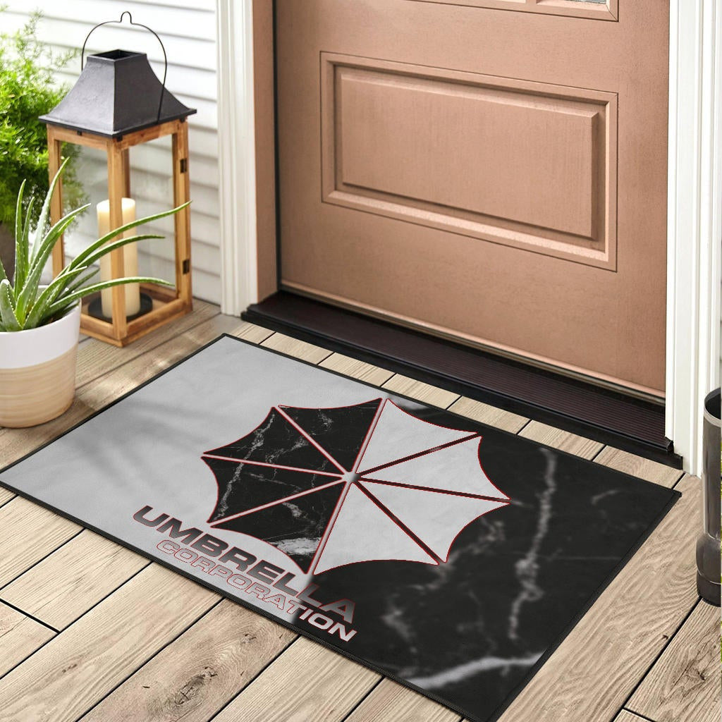 Resident Evil Game Door Mat - Umbrella Corp Symbol Black White Yin And Yang Door Mat Home Decor
