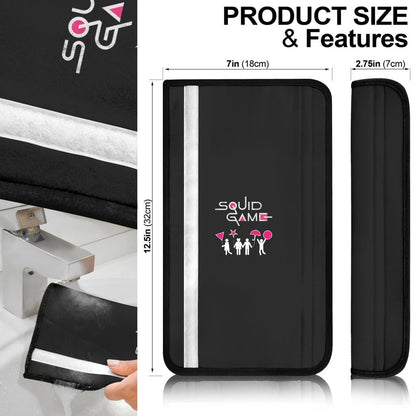 Squid Game Movie Seat Belt Covers Red Squid Worker Round Square Triangle Symbol Belt Covers