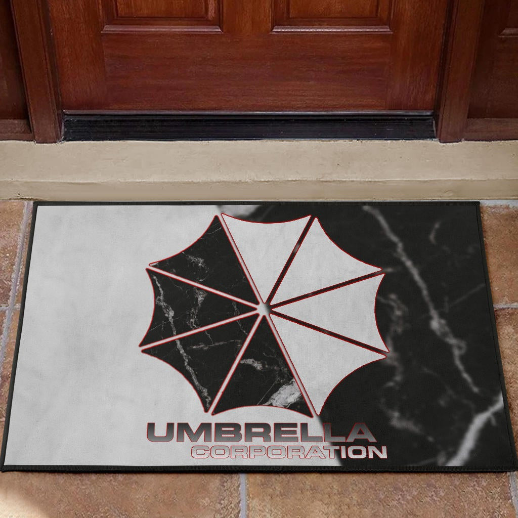 Resident Evil Game Door Mat - Umbrella Corp Symbol Black White Yin And Yang Door Mat Home Decor