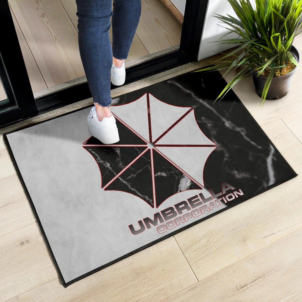 Resident Evil Game Door Mat - Umbrella Corp Symbol Black White Yin And Yang Door Mat Home Decor
