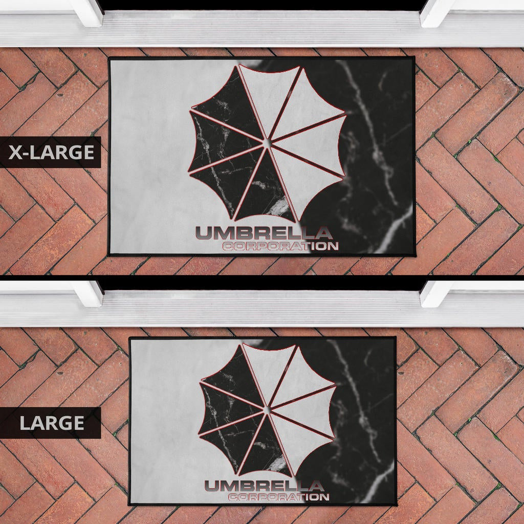 Resident Evil Game Door Mat - Umbrella Corp Symbol Black White Yin And Yang Door Mat Home Decor