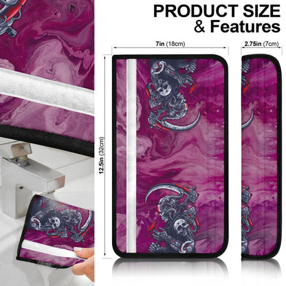 Skull Seat Belt Covers - Machine Cyborg Skull Death Reaper In Love Belt Covers