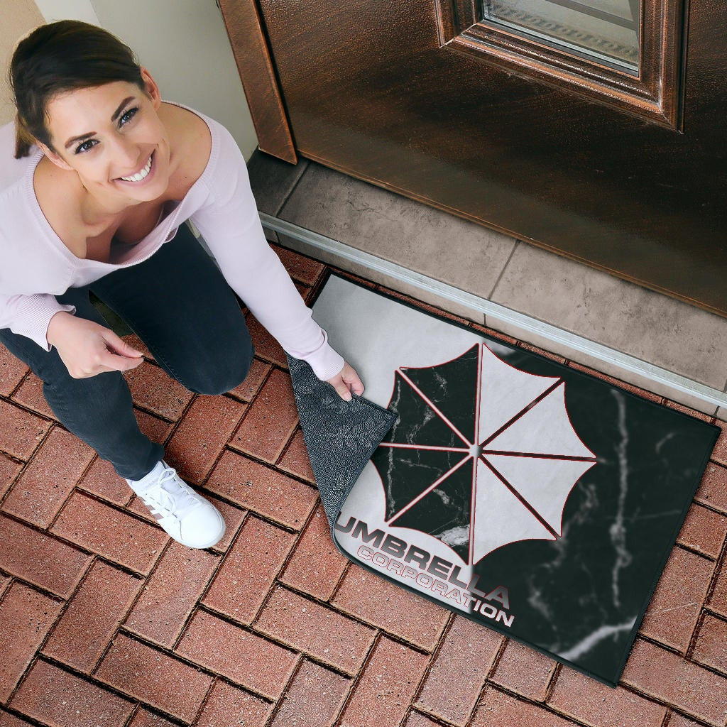 Resident Evil Game Door Mat - Umbrella Corp Symbol Black White Yin And Yang Door Mat Home Decor