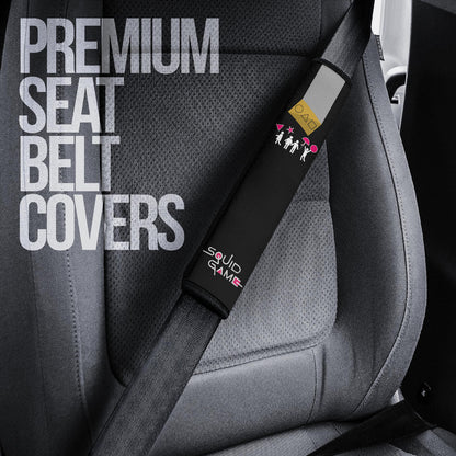 Squid Game Movie Seat Belt Covers Red Squid Worker Round Square Triangle Symbol Belt Covers