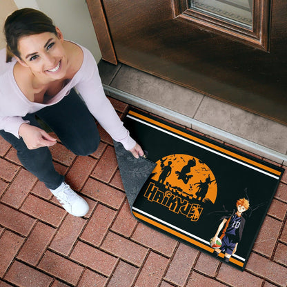Haikyuu Anime Door Mat - Hinata Shoyo And Kageyama Play Volleyball Silhouette Door Mat