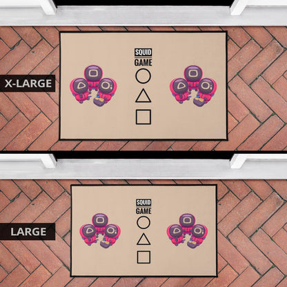 Squid Game Movie Door Mat Cute Chibi Round Triangle Square Worker Making Contact Card Door Mat Home Decor
