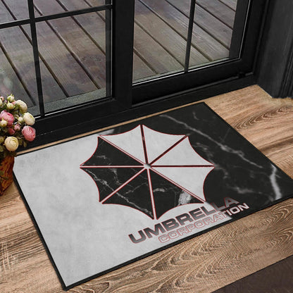 Resident Evil Game Door Mat - Umbrella Corp Symbol Black White Yin And Yang Door Mat Home Decor