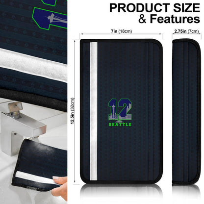 American Football Team Seat Belt Covers - Seattle Seahawks City Number 12 Rugby Balls Belt Covers