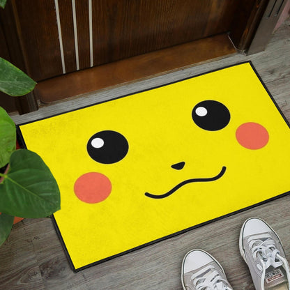 Pokemon Anime Door Mat - Cute Minimalist Pikachu Yellow Face Door Mat Home Decor