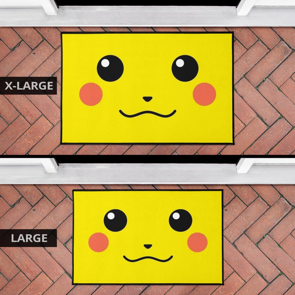 Pokemon Anime Door Mat - Cute Minimalist Pikachu Yellow Face Door Mat Home Decor