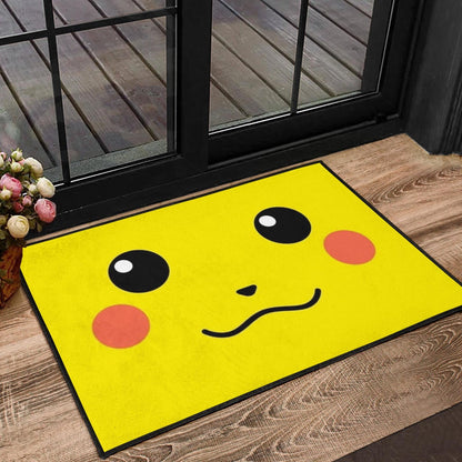 Pokemon Anime Door Mat - Cute Minimalist Pikachu Yellow Face Door Mat Home Decor