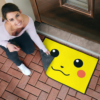 Pokemon Anime Door Mat - Cute Minimalist Pikachu Yellow Face Door Mat Home Decor