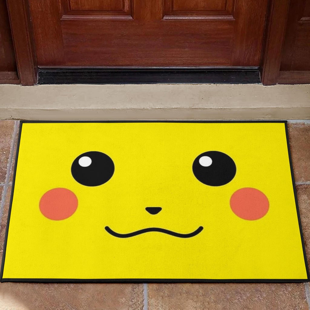 Pokemon Anime Door Mat - Cute Minimalist Pikachu Yellow Face Door Mat Home Decor