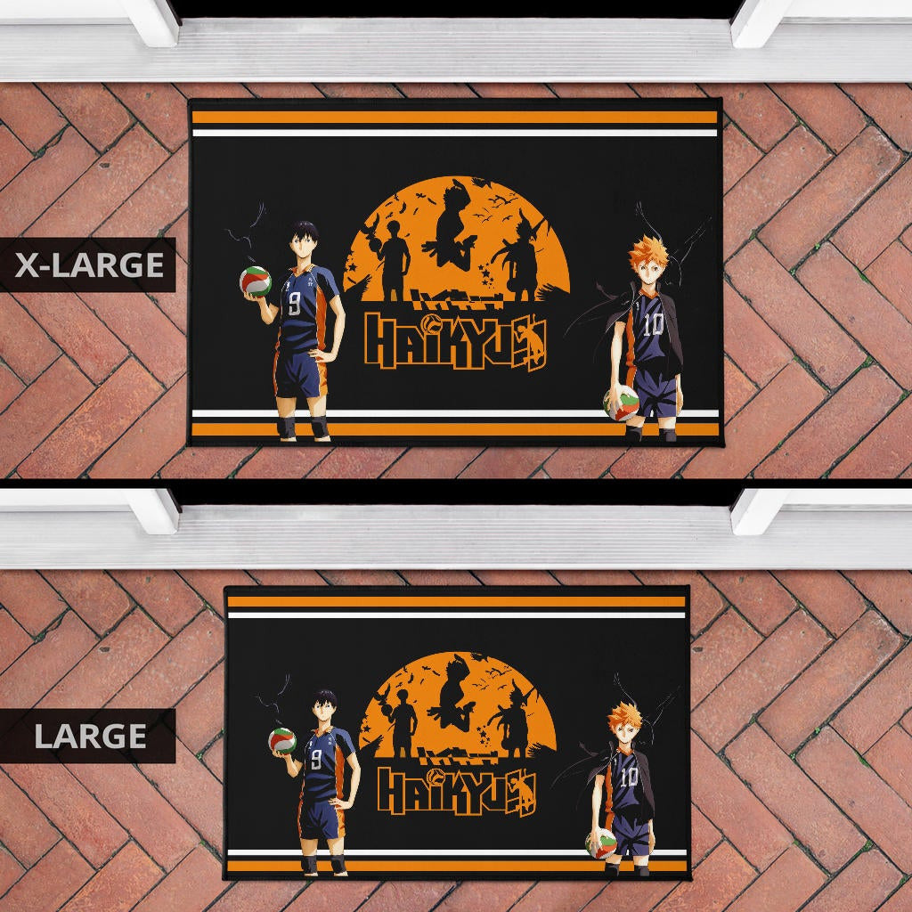 Haikyuu Anime Door Mat - Hinata Shoyo And Kageyama Play Volleyball Silhouette Door Mat