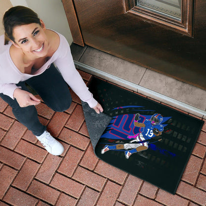 New York Giants American Football Team Door Mat Player 13 Protecting Rugby Ball On Claw Scratches Door Mat Home Decor