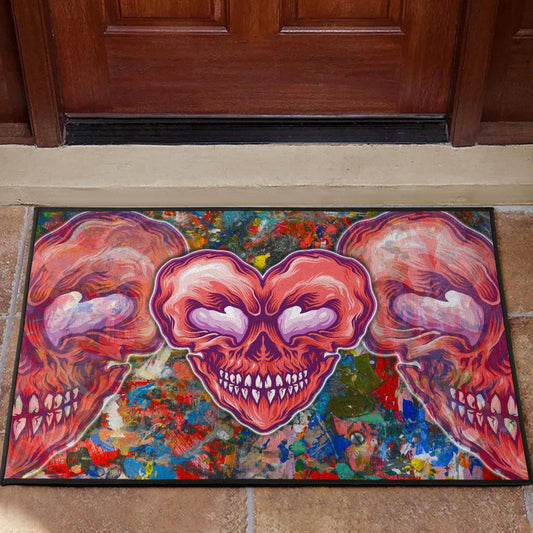 Valentine Door Mat - Devil Heart Smiling Face Patterns Door Mat Home Decor