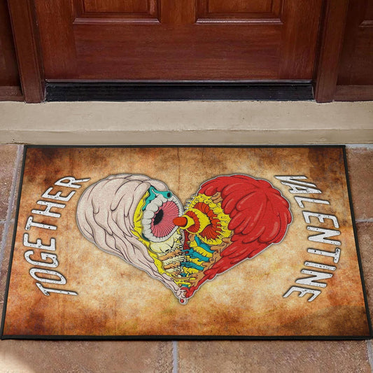 Valentine Door Mat - Horror Two Half Hearts Combine Together Door Mat Home Decor